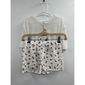 NWT Peanuts Oversized Halloween Snoopy T-Shirt Boxer Pajama Set Girl Small White